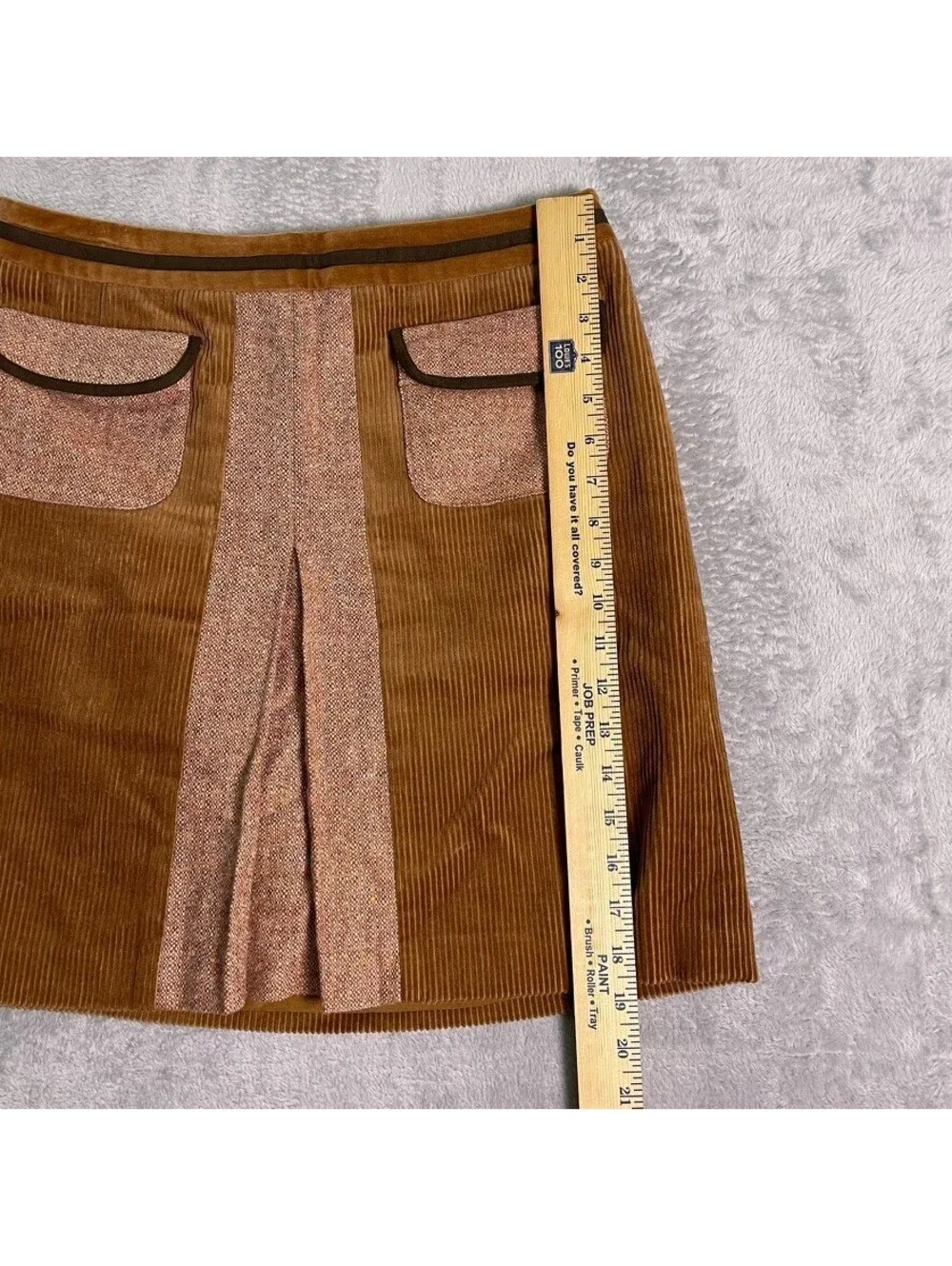 Ann Taylor LOFT Petites Corduroy Tweed Panel Skirt womens 8P Brown Retro Mod 70s - Picture 6 of 10